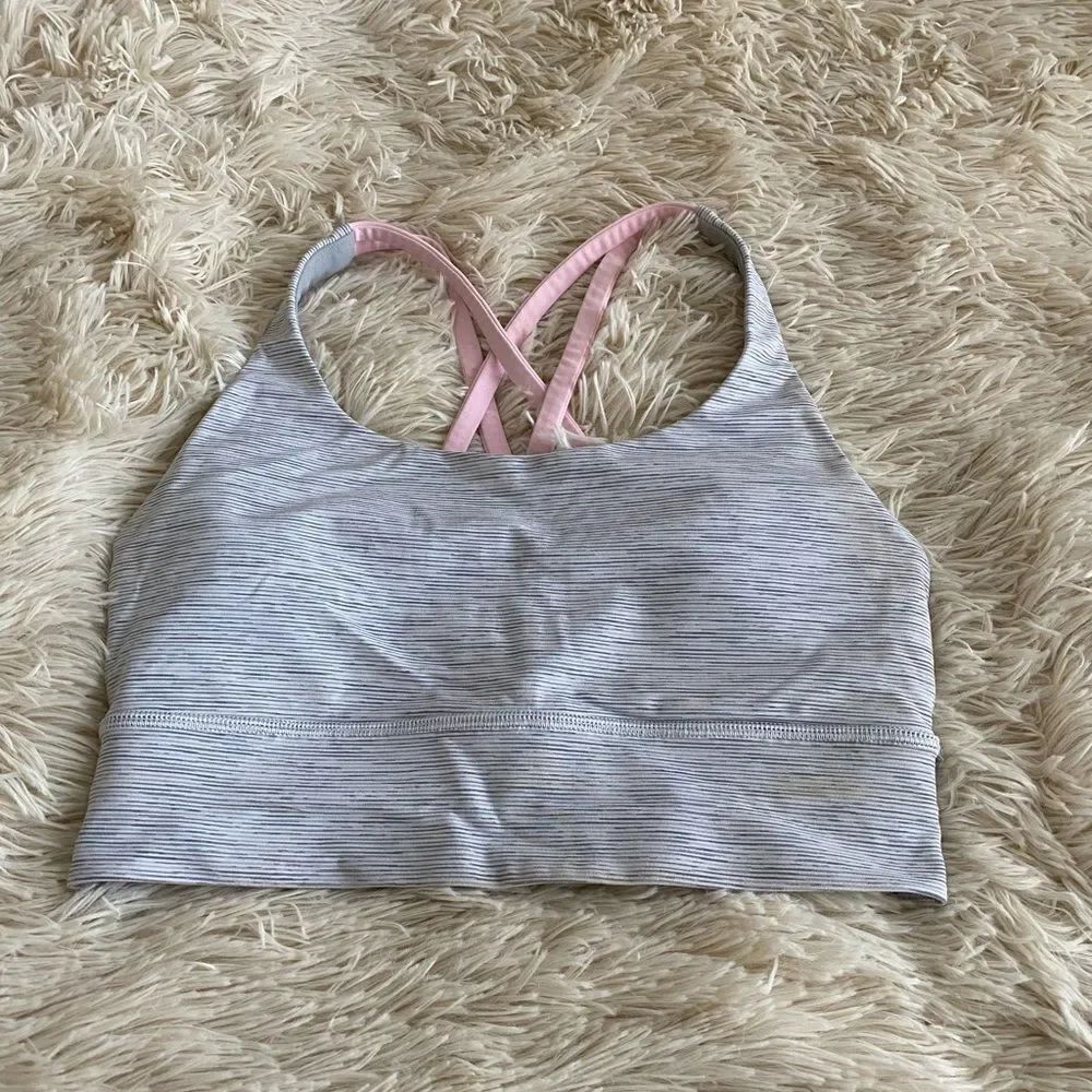 Lululemon Athletica Gray and Pink Strappy Sports Bra